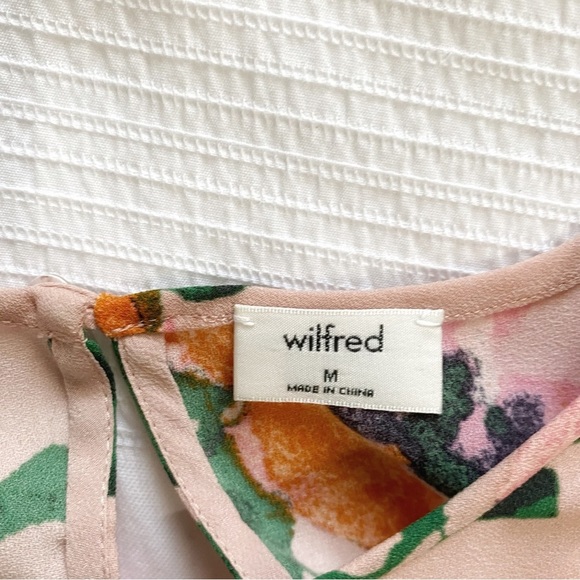 Aritzia WILFRED WITH SILK PINK ORANGE GREEN FLORAL WIDE HALF SLEEVE TOP - M - Picture 7 of 11